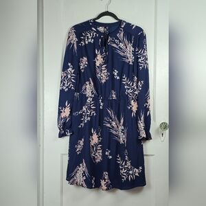 Massini Blue and Pink Floral Chiffon Dress Size Large